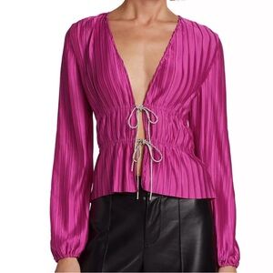 WAYF • Peyton Plunge Plisse Blouse